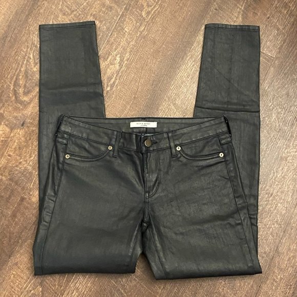Rich + Skinny Black Waxed Jeans - Size 27 - Picture 3 of 7